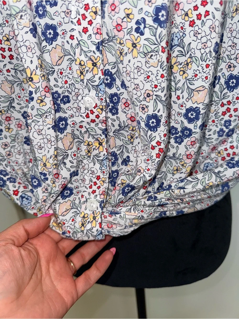 Levi’s Girls Blue/Red Floral Short Sleeve Button-Up Blouse - XL
